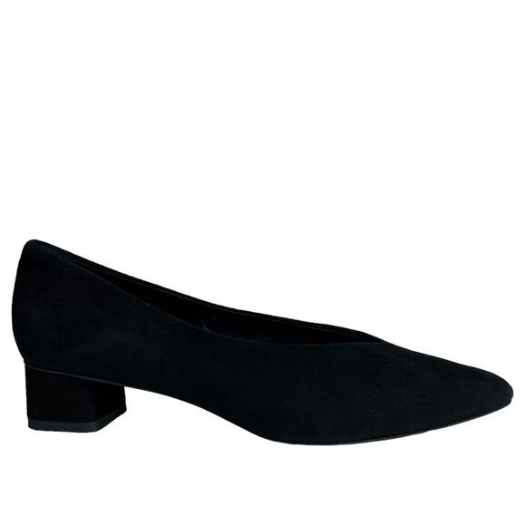 Everlane The V Heel in Black Suede Leather Square Heel Italian Pumps Size 5 ½ - Picture 9 of 12
